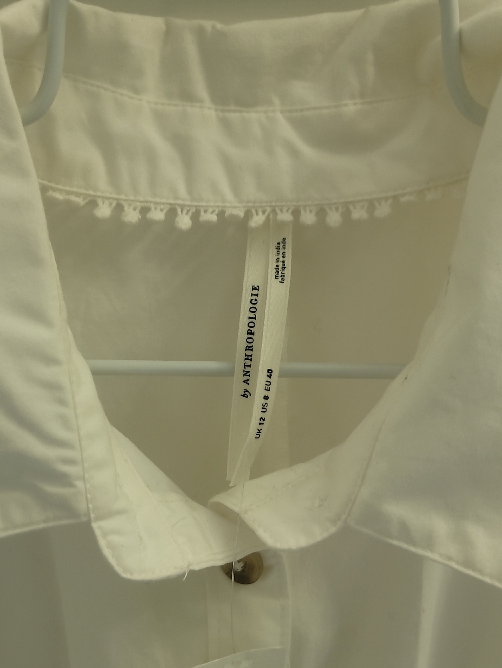 NWT By Anthropologie Belted Buttondown Shirt Women's Size 8 White Cotton Peplum - Picture 6 of 13